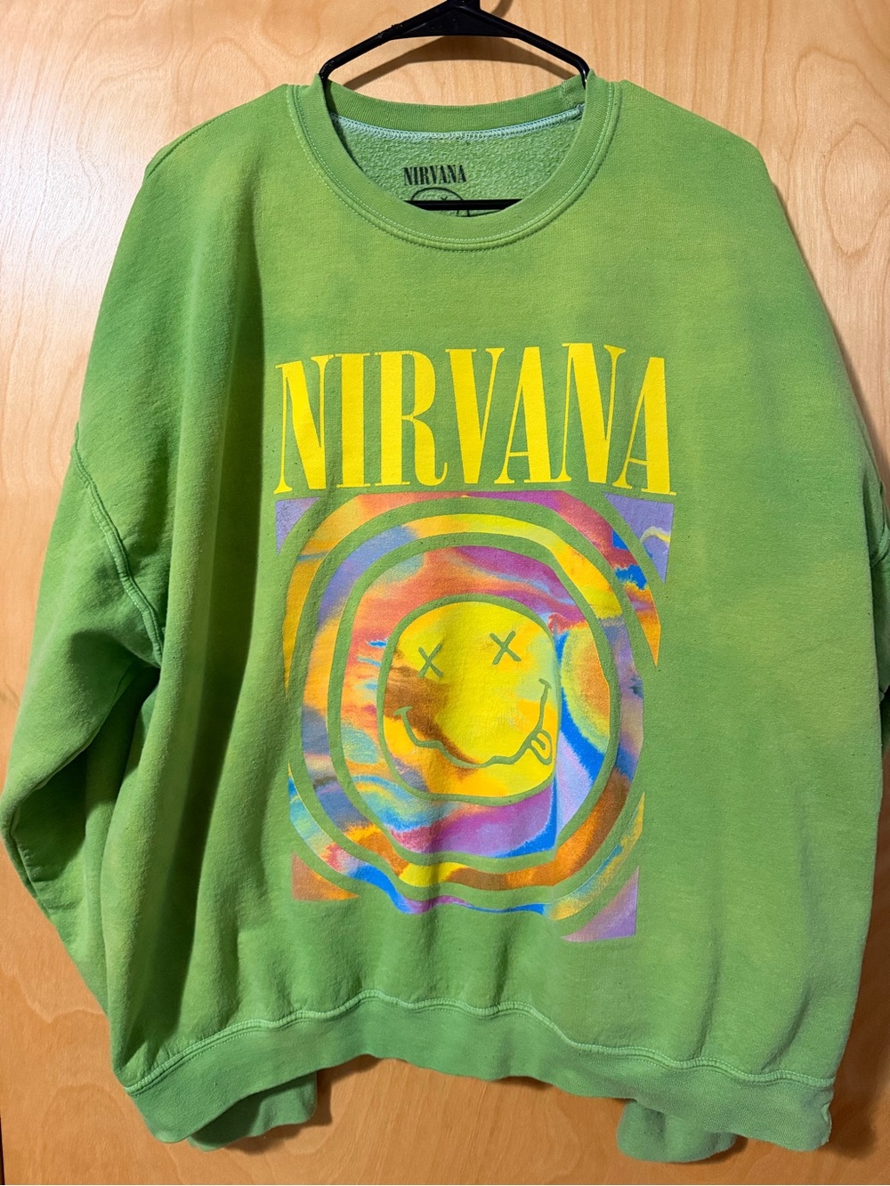 Vibrant Lime Green Nirvana Graphic Crewneck Sweatshirt